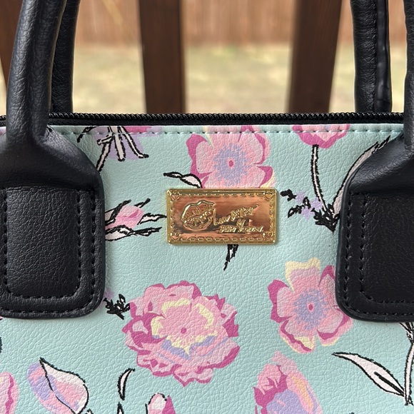 Luv Betsey by Betsey Johnson Mint & Pink Floral Satchel Purse 👛 👄 - Picture 4 of 14